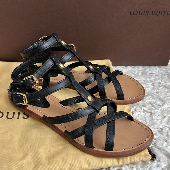 LOUIS VUITTON Black Gladiator Style Sandals - Picture 3 of 6